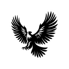 Eagle in flight vector illustration with spread wings and bold silhouette design