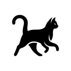 Black cat silhouette vector illustration of a feline pet in isolated style