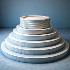 empty podium on blue background