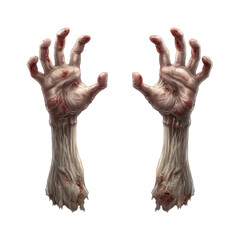 Deteriorated Zombie Hands Emerging From Darkness with Bloodstains for Horror and Halloween Themes
