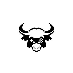 Bull gamer Logo - Modern Esports Buffalo Head With Gamepad Icon