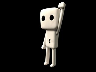 Minimalist 3D Character Raising a Fist in a Gesture of Protest or Victory