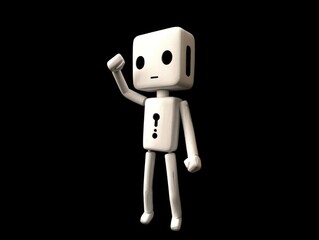 Minimalist 3D Character Raising a Fist in a Gesture of Protest or Victory