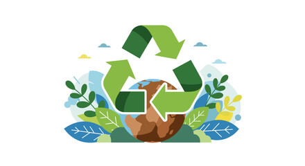 hand holding recycling symbol on white background