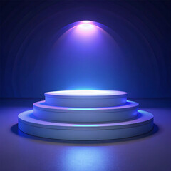 empty podium on blue background