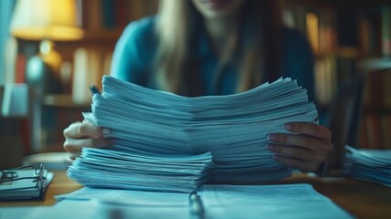 Auditor and team discussion on financial report paperwork for asset management at office: Bookkeeping, document for financial planning, accounting, and business budget management, close-up.