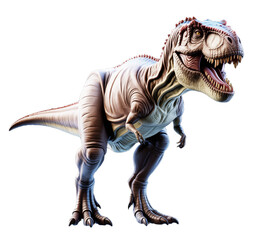 A photorealistic 3D render of a T-Rex dinosaur  isolated on a transparent background.