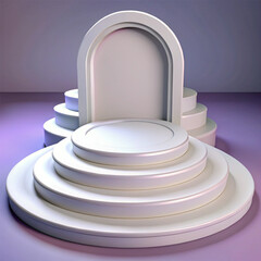 empty podium on blue background