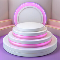 empty podium on blue background