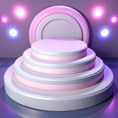 empty podium on blue background