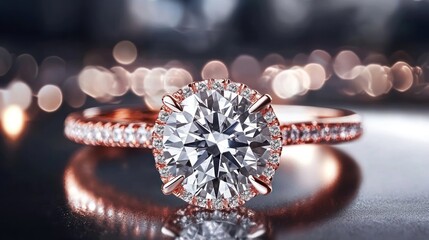 Fototapeta premium Sparkling Diamond Engagement Ring: A Symbol of Love and Commitment