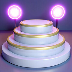 empty podium on blue background