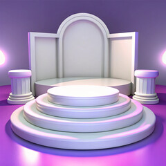 empty podium on blue background