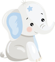 Friendly Elephant with Blue Star