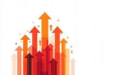 Abstract Digital Red and Purple Arrows Accelerating Rapid Growth Toward Upper Right
