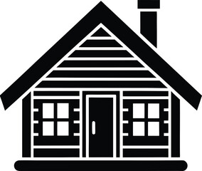cabin icon vector silhouette on transparent background