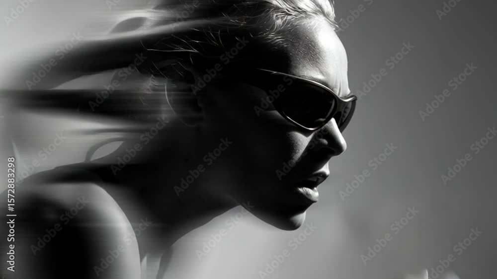 Poster runner with determination in motion during intense training session generative ai