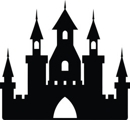 castle icon vector silhouette on transparent background