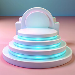 empty podium on blue background