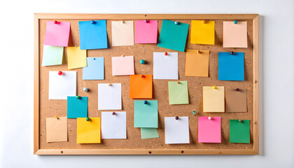 Corkboard with Colorful Sticky Notes - Ideas, Tasks and Planning