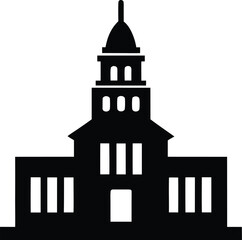 city hall icon vector silhouette on transparent background