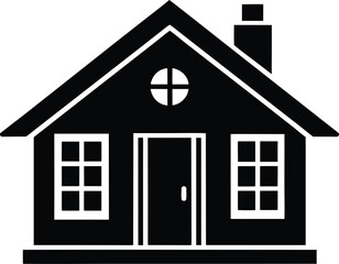 cottage icon vector silhouette on transparent background