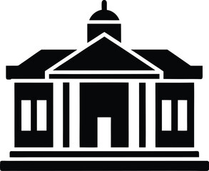 courthouse icon vector silhouette on transparent background
