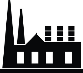 factory icon vector silhouette on transparent background
