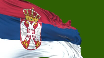 flag of Serbia. close up of Serbian flag blowing in the wind. Serbian flag loop. green screen