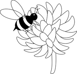 Wild flowers clover and bee composition. Vector graphic line illustration. meadow plants and leaves. Herbal artistic style illustration. Detailed botanical sketch frame