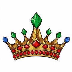Royal crown png with gems, transparent background and golden shine, isolated on white