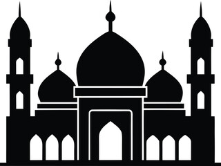 mosque icon vector silhouette on transparent background