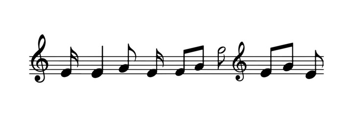 Music notes icon set. Musical key symbols. Music notes symbol vector illustration