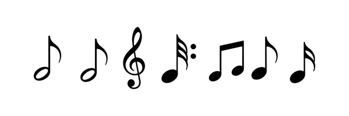 Music notes icon set. Musical key symbols. Music notes symbol vector illustration