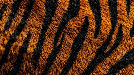 Closeup texture of orange and black striped tiger fur


