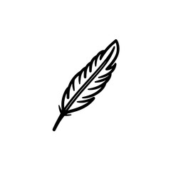 Obraz premium Black outline of a feather on white background 