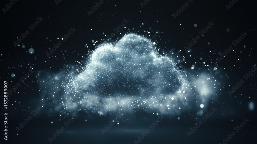 Aufkleber digital cloud computing concept: abstract representation of data storage and processing in the cloud