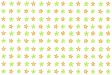 Seamless floral pattern. Pretty flower design, abstract hand-drawn plant, bloom, blossom, flowers design. Small orange green background. Green, orange color. Illustration 