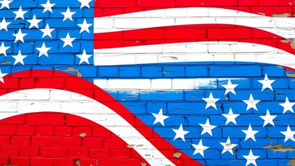 Obraz premium Flag of US painted on the brick wall