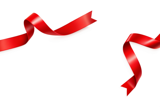 Elegant Red Ribbon Swirls: Festive, Celebratory Design Element, Perfect for Holiday or Special Occasion Branding.
