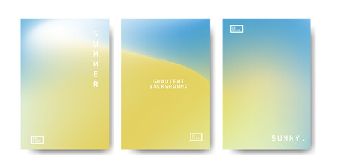 Fototapeta premium Abstract gradient soft pastel summer poster background. blue white orange gradient background. summer sunny weather. Vector design