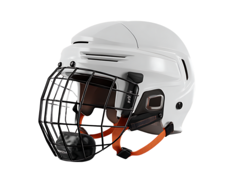 Ice hockey helmet mockup with wire cages on white background - Powered by Adobe