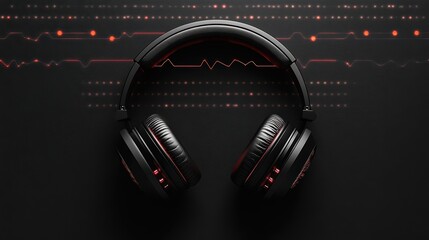 headphones on black background