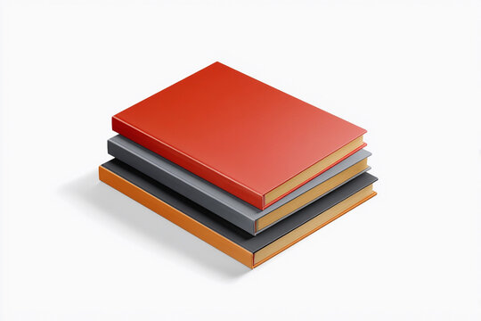 Stacked books in various colors on a plain background