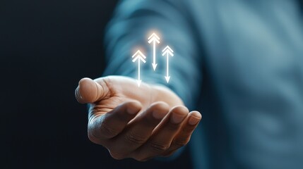 Hand Reaching Out with Arrows Indicating Growth and Progress