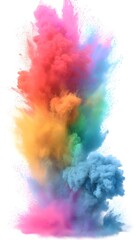 Obraz premium Multicolor dust cloud eruption in rainbow theme, no logo, transparent background