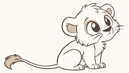 Obraz premium Adorable Cartoon Lion Cub with Big Eyes Illustration