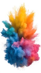 Party explosion in rainbow hues, color dust cloud isolated PNG