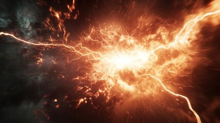 Fiery Cosmic Lightning Storm: A Visual Spectacle of Energy and Power