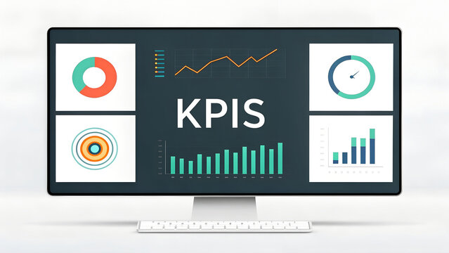 Kpis dashboard on computer screen for business analytics and performance review